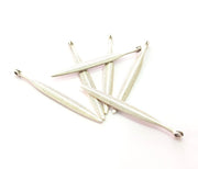 6 Feather Charms Antique Silver Plated Metal (55x4mm) G13667