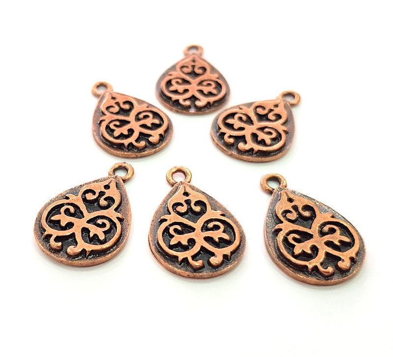 5 Drop Charm Antique Copper Charm Antique Copper Plated Metal (23x14mm) G13028