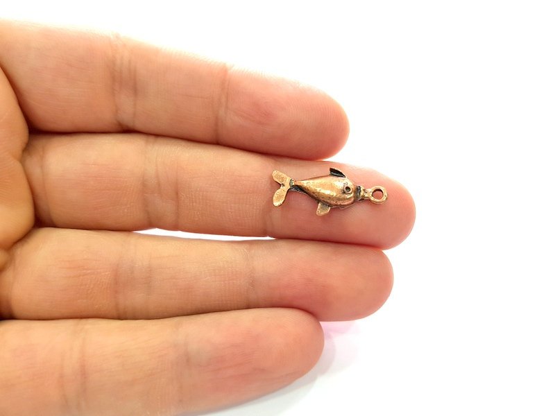20 Fish Charm Antique Copper Charm Antique Copper Plated Metal (22x10mm) G13031