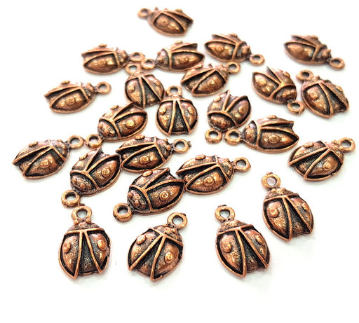 20 Ladybug Charm Antique Copper Charm Antique Copper Plated Metal (16x10mm) G13035