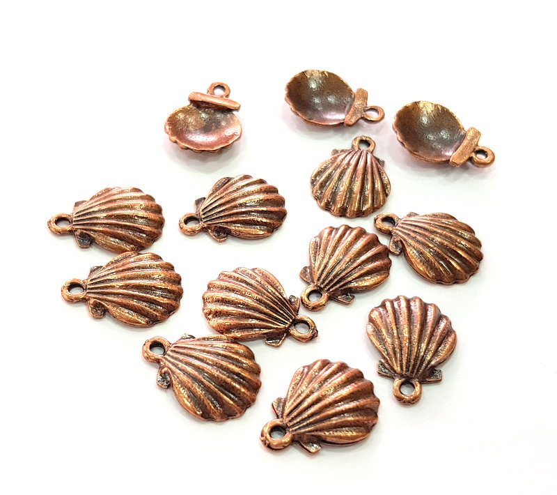 10 Oyster Charms Shell Charm Mussel Charms Sea Ocean Antique Copper Charm Antique Copper Plated Metal (19x13mm) G13037