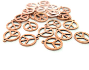 20 Peace Charm Antique Copper Charm Antique Copper Plated Metal (14mm) G13038