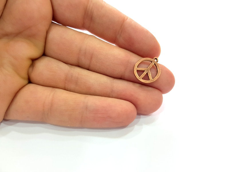 20 Peace Charm Antique Copper Charm Antique Copper Plated Metal (14mm) G13038