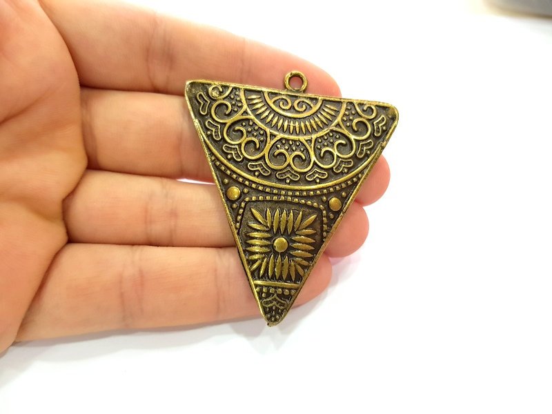 Triangle Pendant Antique Bronze Pendant Antique Bronze Plated Metal ( 59x50mm) G13837