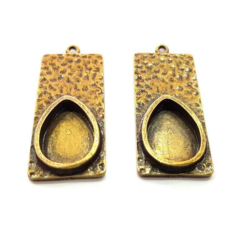 2 Antique Bronze Pendant Blank inlay Blank Mosaic Blank Resin Blank Bezel Base Setting Mountings Antique Bronze Plated(18x13mm blank) G13846