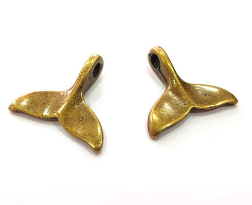 2 Fish tail Antique Bronze Charm Antique Bronze Plated Metal  (28x25mm) G13851