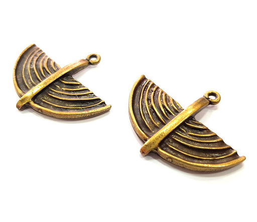 2  Antique Bronze Charm Antique Bronze Plated Metal  (40x33mm) G13853
