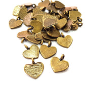 10 Heart Charm Antique Bronze Charm Antique Bronze Plated Metal  (14x12mm) G13854