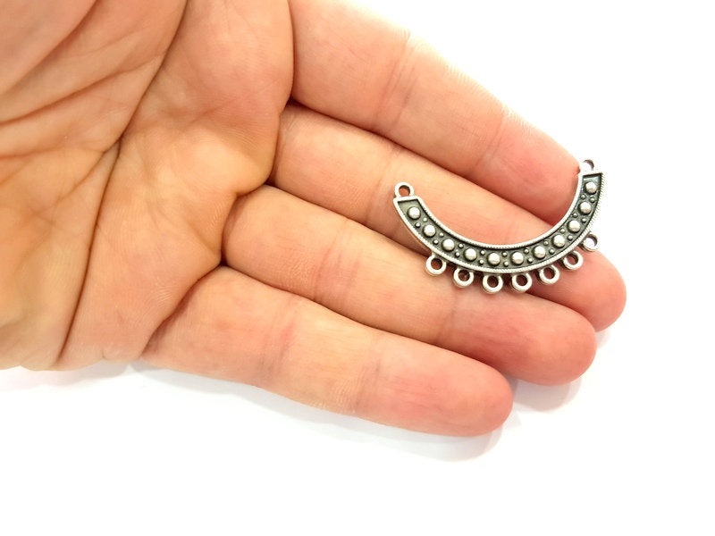 2 Silver Connector Antique Silver Plated Metal (44x10mm) G13084