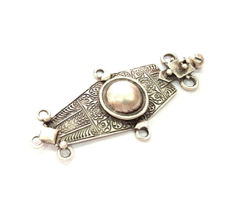 Silver Pendant Connector Antique Silver Plated Metal (84x38mm) G17125
