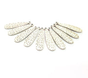 10 Drop Charms Antique Silver Plated Metal (34x8mm) G17127