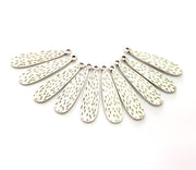 10 Drop Charms Antique Silver Plated Metal (34x8mm) G17127
