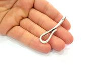 2 Silver Pendant Connector Antique Silver Plated Metal (54x19mm) G13093