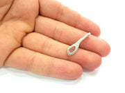 10 Silver Charms Antique Silver Plated Metal (29x7mm) G13098