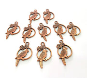 10 Parrot Charm Antique Copper Plated Metal (28x15mm) G13106