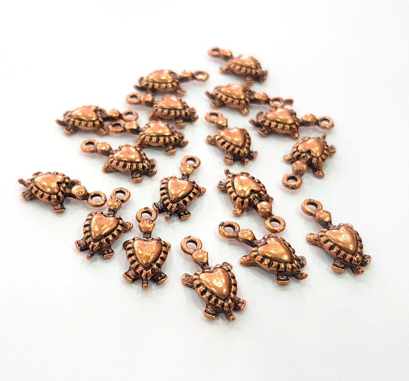 20 Turtle Charm Antique Copper Plated Metal (19x9mm) G13107