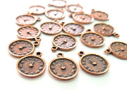 20 Clock Charm Antique Copper Plated Metal (16x13mm) G13108