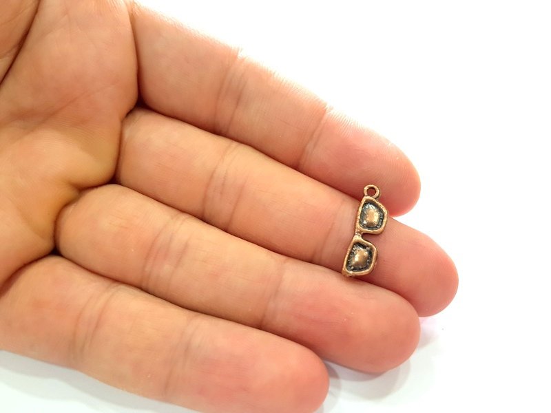 30 Glasses Charm Antique Copper Plated Metal (20x6mm) G13109