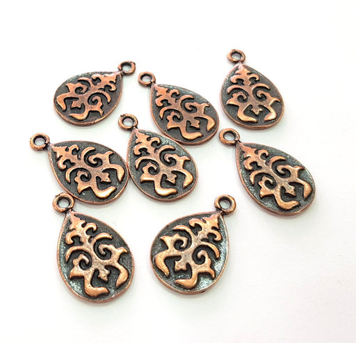 5 Drop Charm Antique Copper Plated Metal (26x15mm) G13111