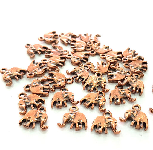 20 Elephant Charm Antique Copper Plated Metal (12x12mm) G13112