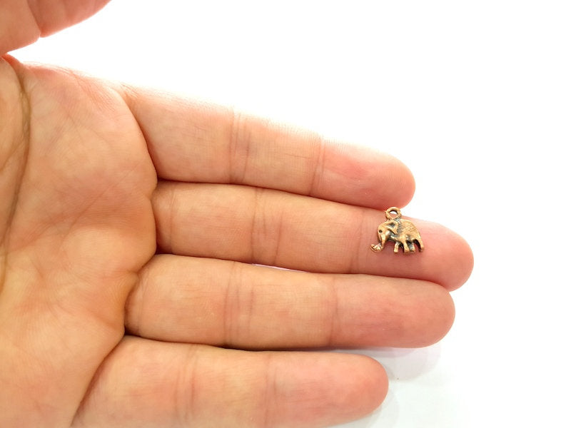 20 Elephant Charm Antique Copper Plated Metal (12x12mm) G13112