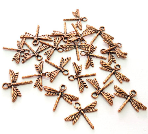 30 Dragonfly Charm Antique Copper Plated Metal (19x15mm) G13114