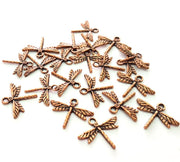 30 Dragonfly Charm Antique Copper Plated Metal (19x15mm) G13114
