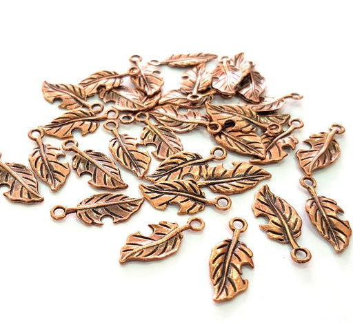 20 Leaf Charm Antique Copper Plated Metal (21x9mm) G13115