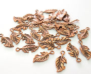 20 Leaf Charm Antique Copper Plated Metal (21x9mm) G13115