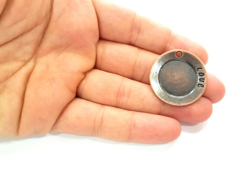 2 Copper Charm Antique Copper Plated Metal (32mm) G13123