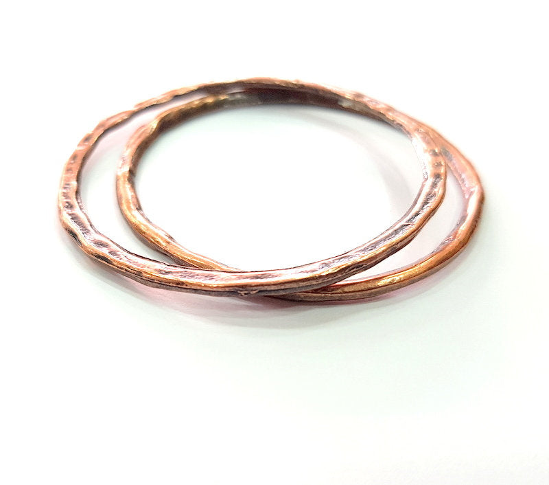 2 Circle Connector Copper Connector Antique Copper Charm Antique Copper Plated Metal (54mm) G13125