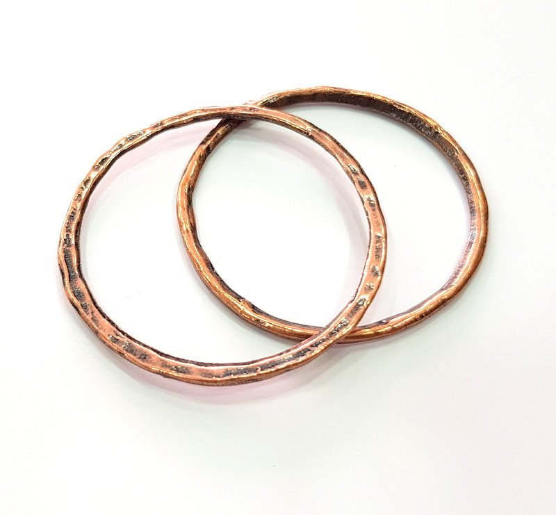 2 Circle Connector Copper Connector Antique Copper Charm Antique Copper Plated Metal (54mm) G13125