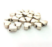 10 Silver Heart Beads Antique Silver Plated Beads 6mm  G13128