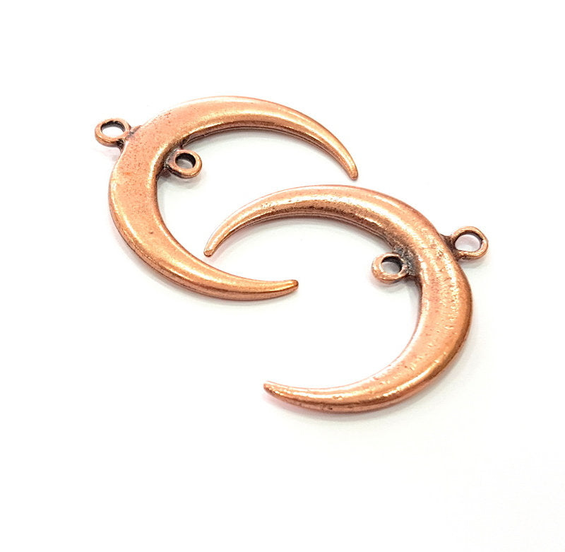 2 Crescent Charm Moon Charm Antique Copper Charm Antique Copper Plated Metal (39x37mm) G13131