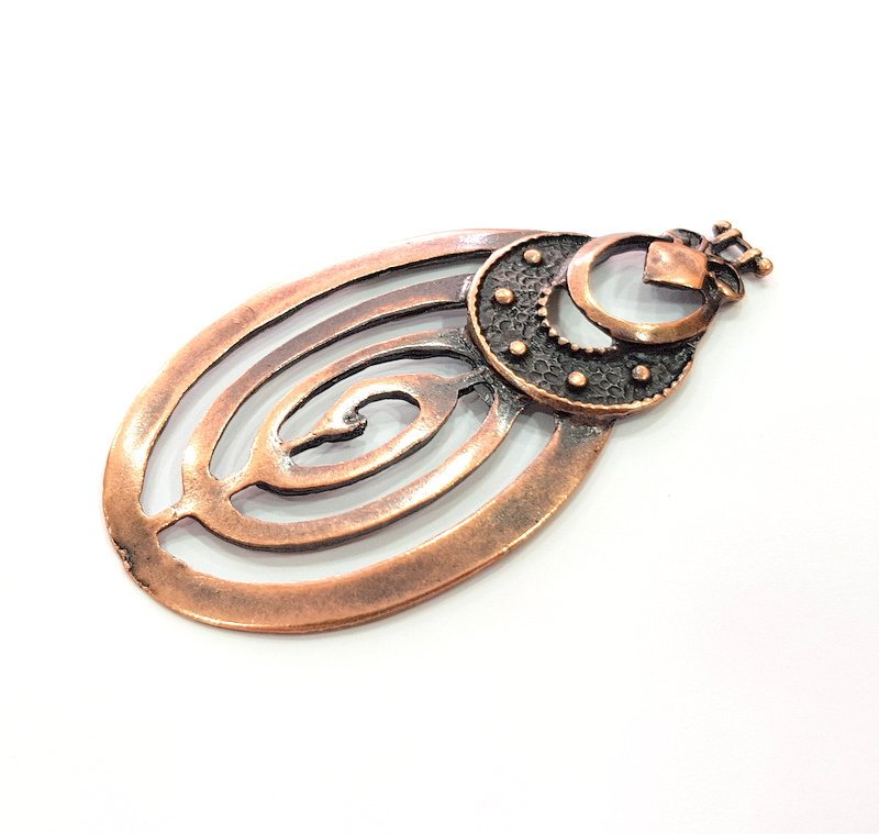 Copper Pendant Antique Copper Pendant Antique Copper Plated Metal (82x42 mm ) G13134