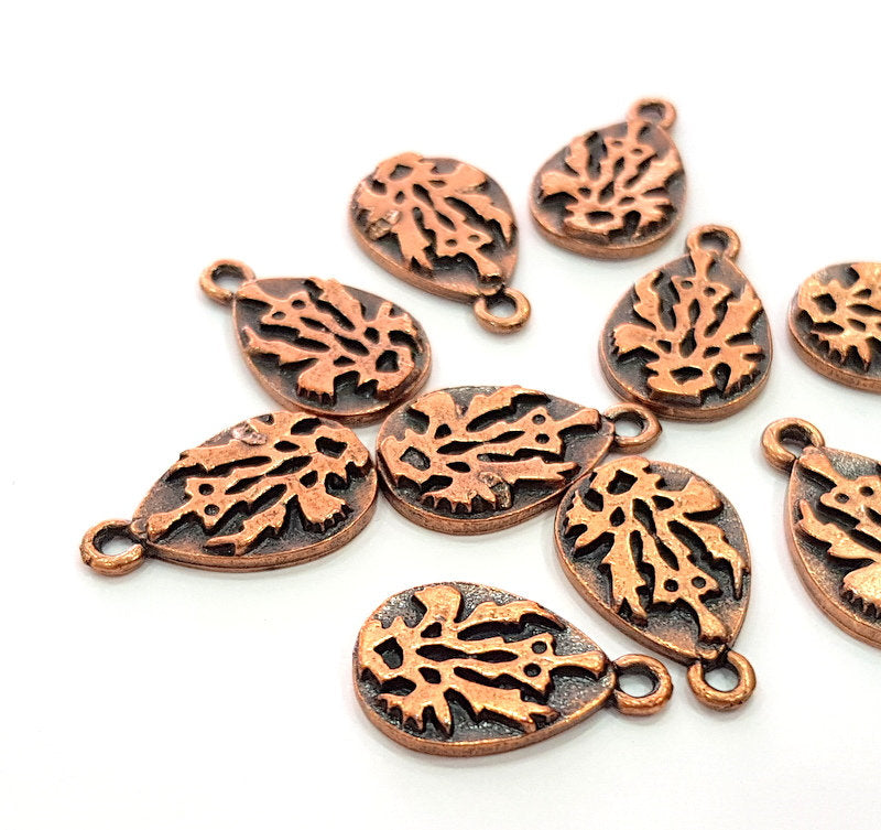 5 Drop Charm Antique Copper Plated Metal (22x13mm) G13140
