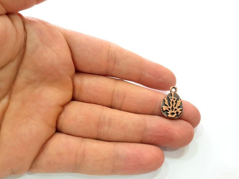 5 Drop Charm Antique Copper Plated Metal (22x13mm) G13140