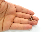 10 Triangle Charm Antique Copper Plated Metal (21x20mm) G13142