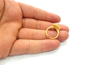 Gold Ring Settings Blank inlay Ring Mosaic Ring Bezel Base Cabochon Mountings Adjustable (10mm blank ) Gold Plated Brass G13145