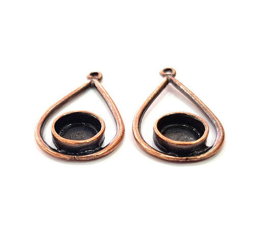6 Copper Pendant Blank Mosaic Base inlay Blank Necklace Blank Resin Mountings Antique Copper Plated Metal ( 8 mm round blank) G13159