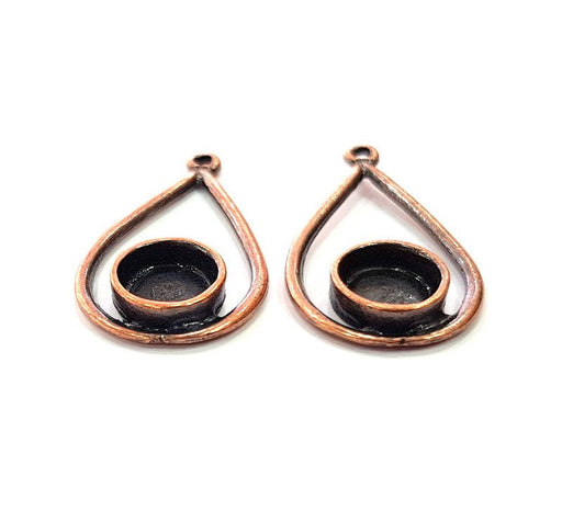 10 Copper Pendant Blank Mosaic Base inlay Blank Necklace Blank Resin Mountings Antique Copper Plated Metal ( 8 mm round blank) G13159