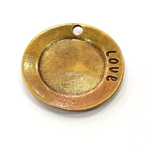 2 Antique Bronze Charm Antique Bronze Plated Metal  (32mm) G14401