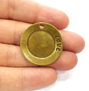 2 Antique Bronze Charm Antique Bronze Plated Metal  (32mm) G14401