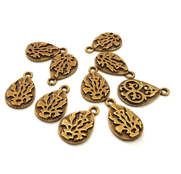 5 Drop Charm Antique Bronze Charm Antique Bronze Plated Metal  (21x13mm) G13164