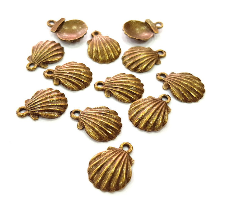 10 Oyster Charms Shell Charm Mussel Charms Sea Ocean Antique Bronze Charm Antique Bronze Plated Metal  (19x14mm) G13167