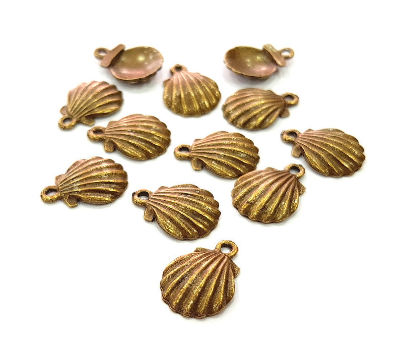 10 Oyster Charms Shell Charm Mussel Charms Sea Ocean Antique Bronze Charm Antique Bronze Plated Metal  (19x14mm) G13167