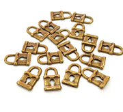 20 Lock Charm Antique Bronze Charm Antique Bronze Plated Metal  (15x9mm) G13168