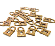 20 Lock Charm Antique Bronze Charm Antique Bronze Plated Metal  (15x9mm) G13168