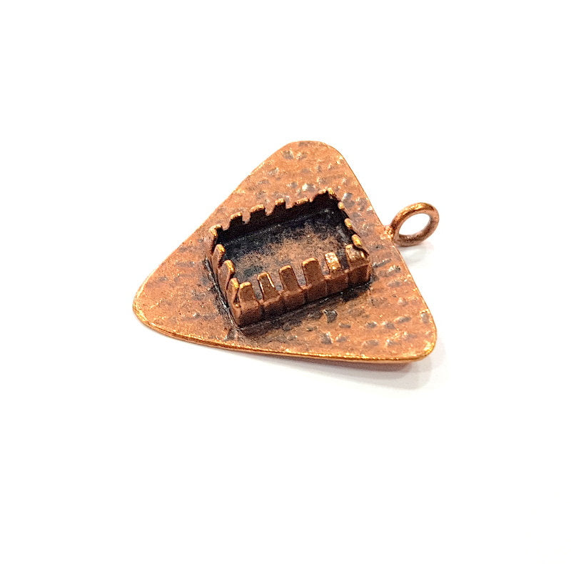 Antique Copper Pendant Blank Mosaic Base Blank inlay Necklace Blank Resin Blank Mountings Copper Plated Brass ( 12x8 mm blank) G13186