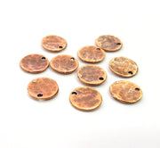10 Copper Hammered Charm Tag Charm Antique Copper Plated Brass (10mm) G13193
